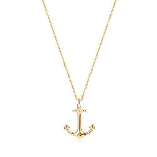Golden necklace with a pendant in the shape of an anchor