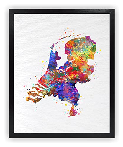 Watercolor map of the Netherlands