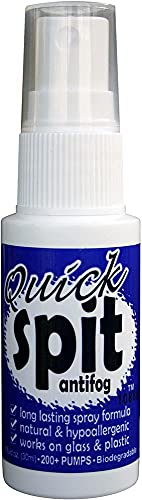 Quick spit spray to prevent fog in swim goggles