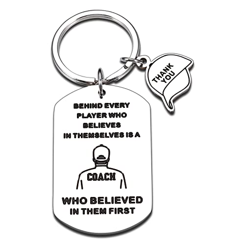 A keychain with a thank you note for a baseball coach