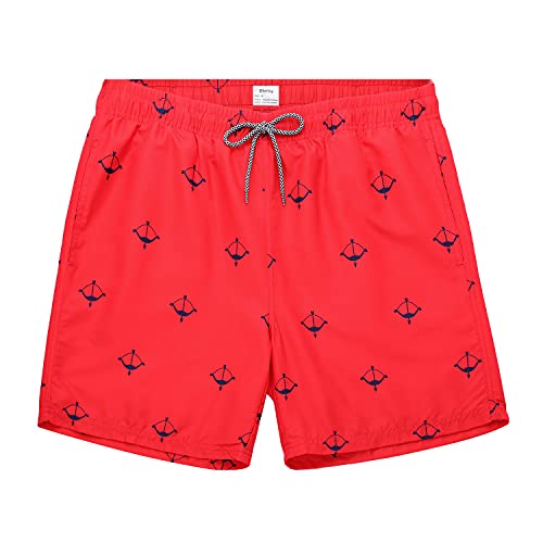 Red swim shorts for men with decoration