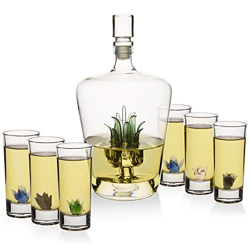 Tequila decanter with shot glasses