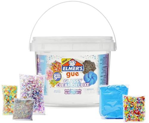 A bucket with slimy mix with glitters