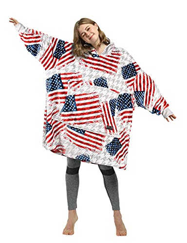 Wearable blanket with the US flag
