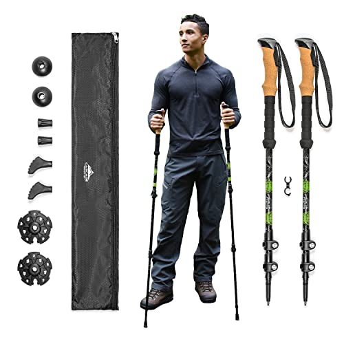 Man holding collapsible walking sticks