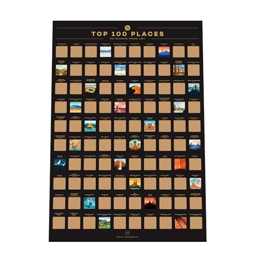 Scratch off poster with 100 places to travek too