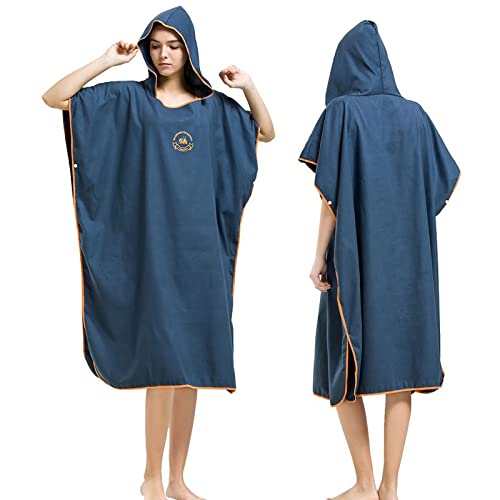 Woman wearing a changing poncho