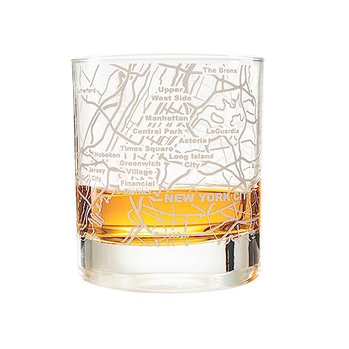 New York City map etched glass