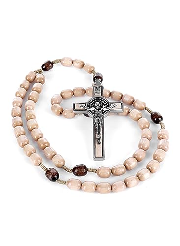 A yellow rosary necklace
