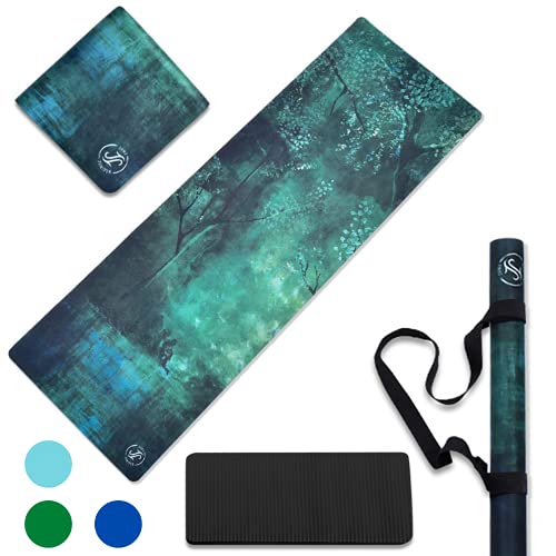 Yoga mat with colorful design 
