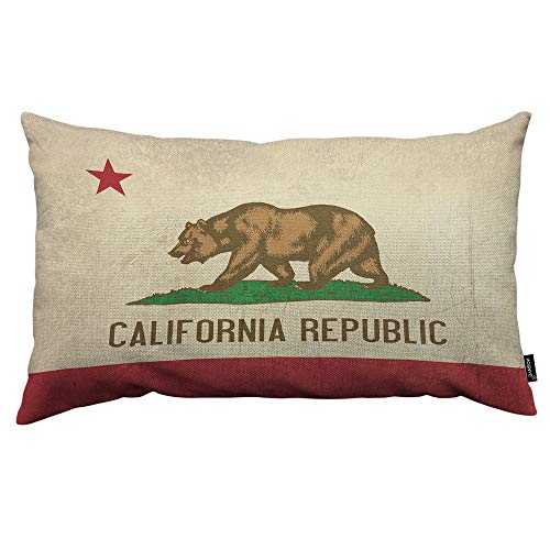 A pillow cover with a bear and the text "california republic"