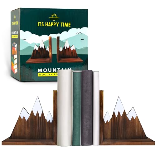 Two bookends shaped like mountains