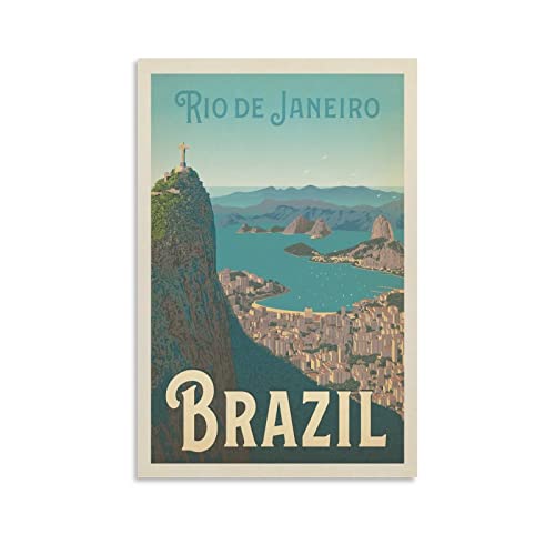 Vintage Travel City Poster Rio De Janeiro Brazil 