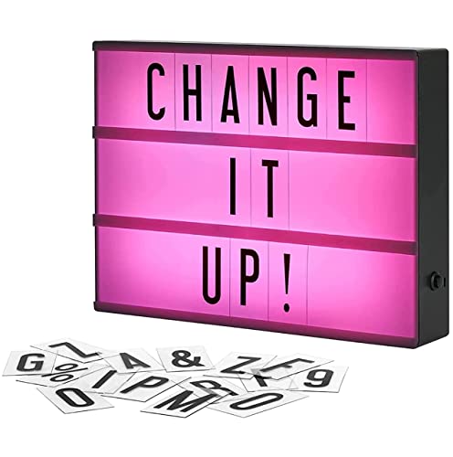 Cinema lightbox with letters "change it up!"