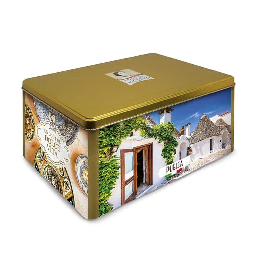 Cookie gift tin with a Puglia, Italy design