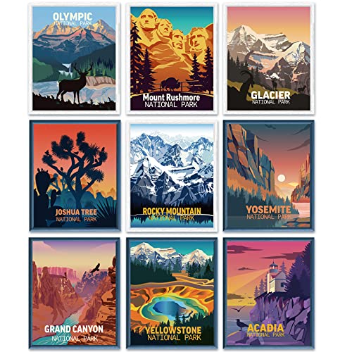 Set of 9 posters from various US national parks