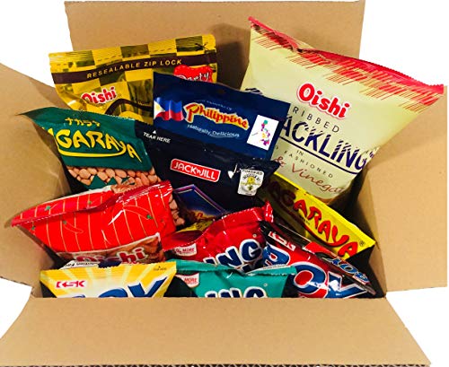 A box filled with snacks from the Philippines