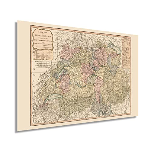 Vintage map of Switzerland