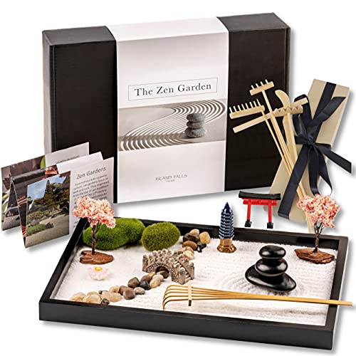 A DIY Zen garden with rocks, sand and other decorations