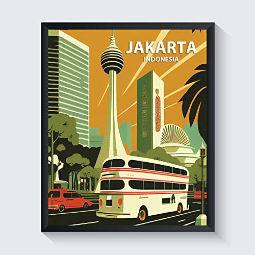 Jakarta City Retro Art Print Poster