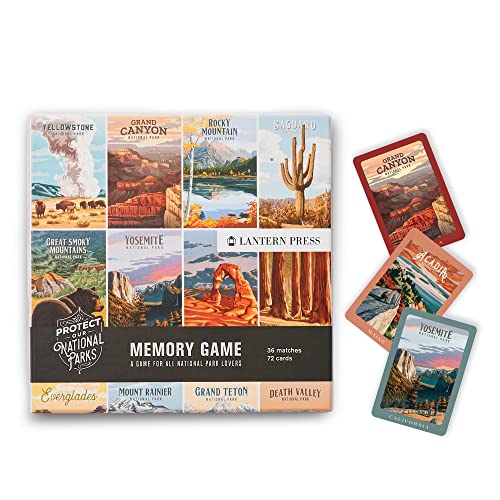 A box of memory game with pictures of US national parks