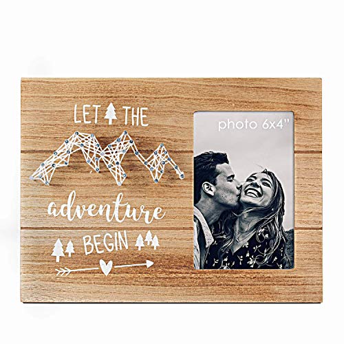 Photo frame with the text "Let the adventure begin: 