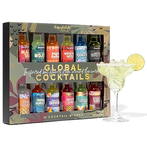 Global cocktail mixers kit with 12 different flavors