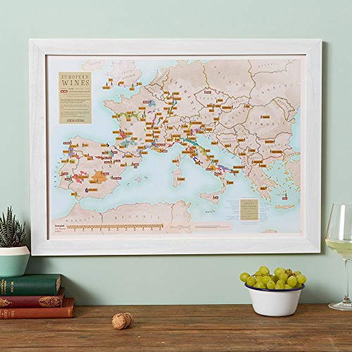 Scratch off map of wine regions in Europe, great alcohol gift for wine lovers