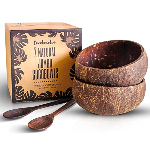 A set of bowls and spoons made from coconut in Thailand