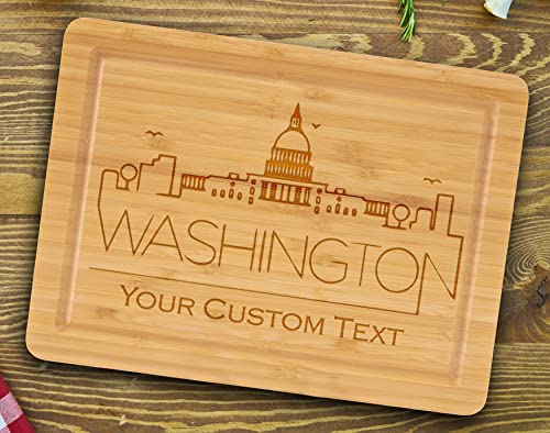 Washington Skyline Cutting Board with personalized message
