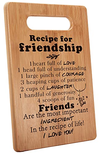 Cutting board with recipe for friendship