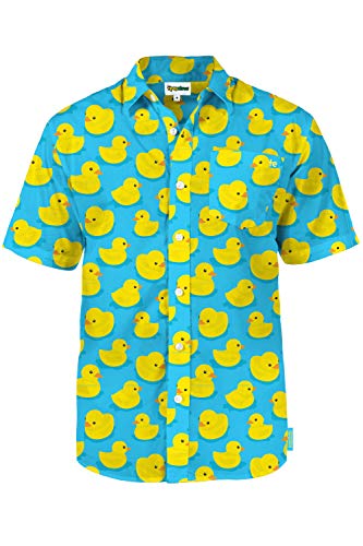 Hawaiian style blouse with a print of bath ducks