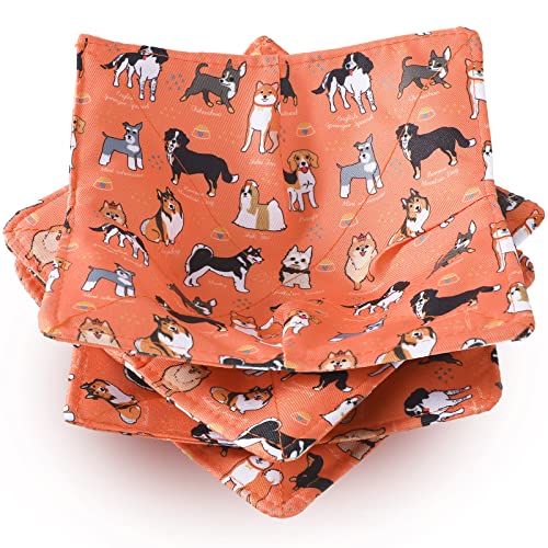Soup bowl cozies with a print of dogs