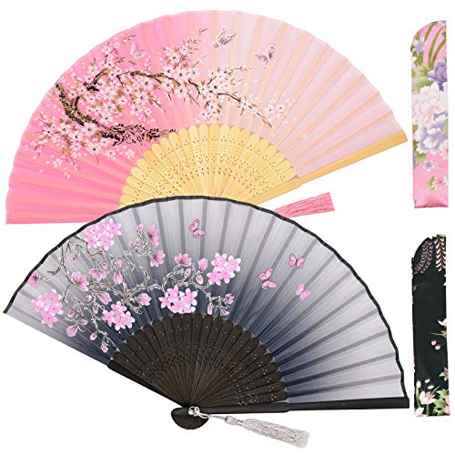 2 Small Folding Hand Fans for Women