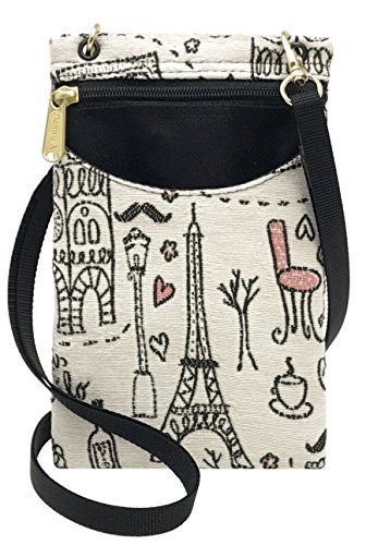 Cell phone purse with a Paris-inspired cover