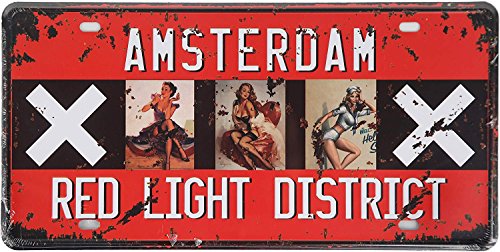 Amsterdam Vintage Metal Tin Sign Auto License Plate