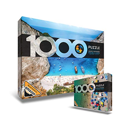 Double-sided beach-themed jigsaw puzzle