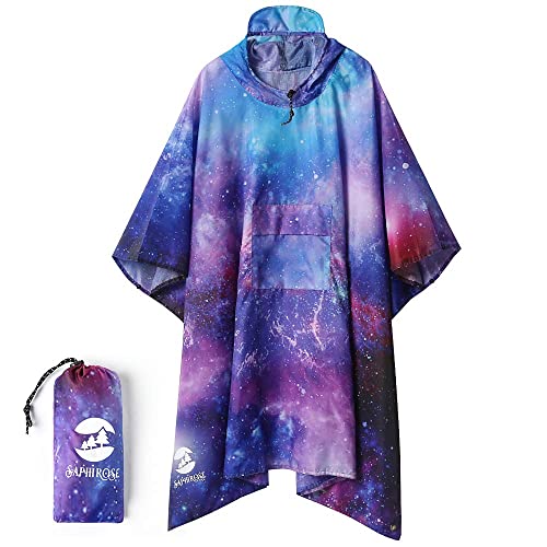 Rain poncho with a print of the galaxy