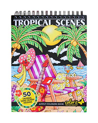 olorful Tropical Scenes Adult Coloring Book 