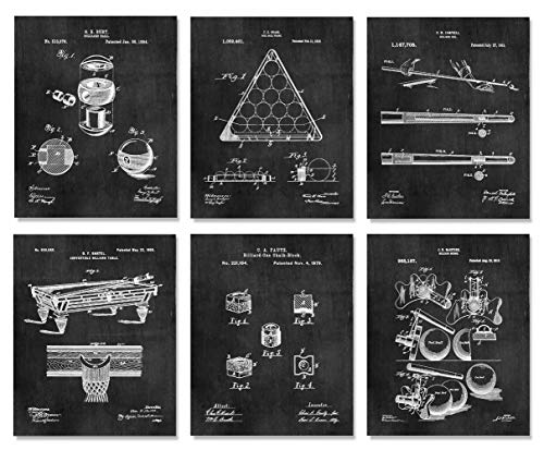 A set of six vintage posters in which billard tools are explained
