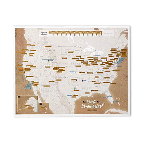 Beer brewery scratch-off map of the US