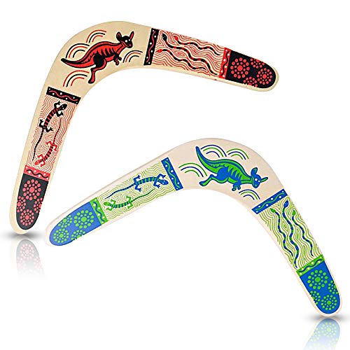 Two boomerangs with Australian decorations