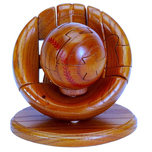 A wooden baseball glove with ball 3d puzzle