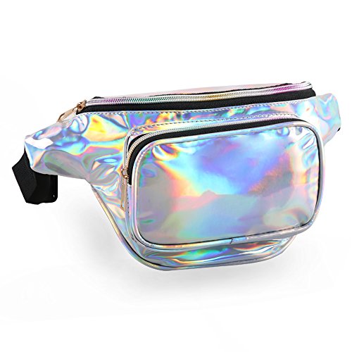 Glossy silver shining fanny pack
