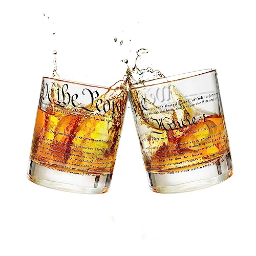 Whiskey glasses with the text of the US constitution 