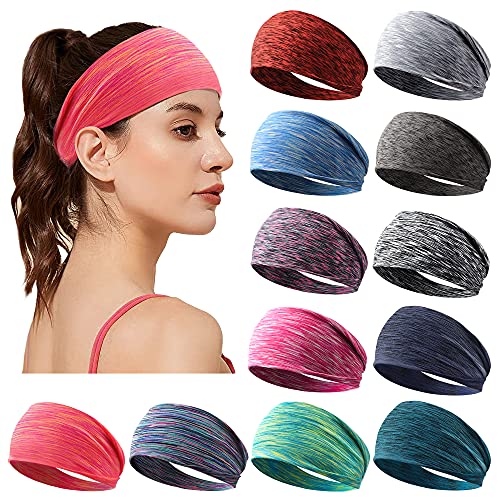 Colorful headbands and a woman wearing a pink headband