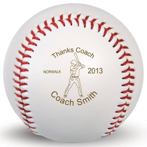 A personalized baseball for a coach
