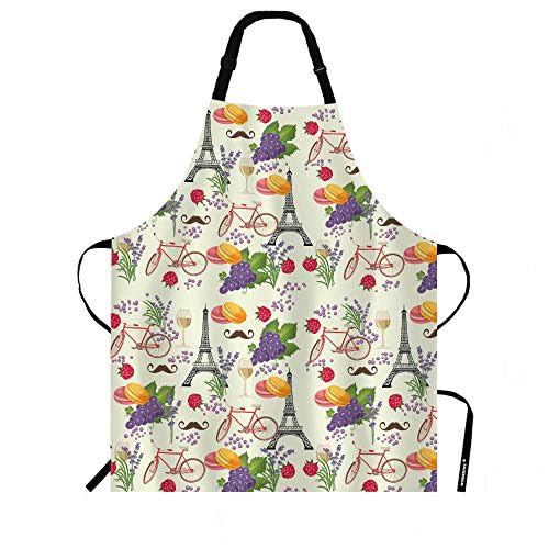 Apron with a France-themed print