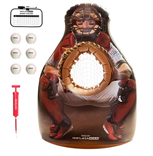 An inflatable baseball catcher