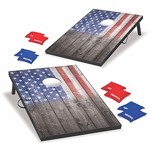 Corn hole with the flag of the US